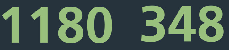Die Zahlen 1180 und 348 auf blauem Grund