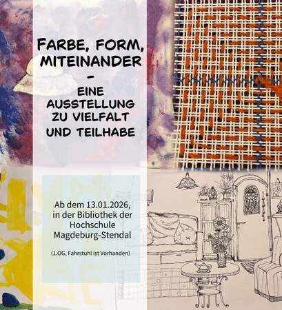 Bild zur Ausstellungseröffnung mit den Daten der Ausstellung und dem Titel