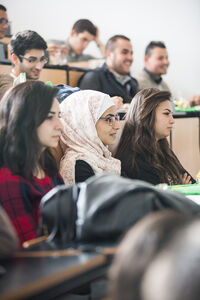 Begrüßung der Austauschstudierenden an der Hochschule Magdeburg-Stendal. Foto: Matthias Piekacz