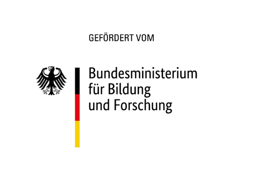 logo mit dem schriftzug "gefördert durch bundesministerium für bildung und forschung". Es ist auch der deutsche adler zu sehen.